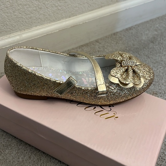Little Girl Glitter Dress Shoe, Gold color (size: 13) - Picture 4 of 5